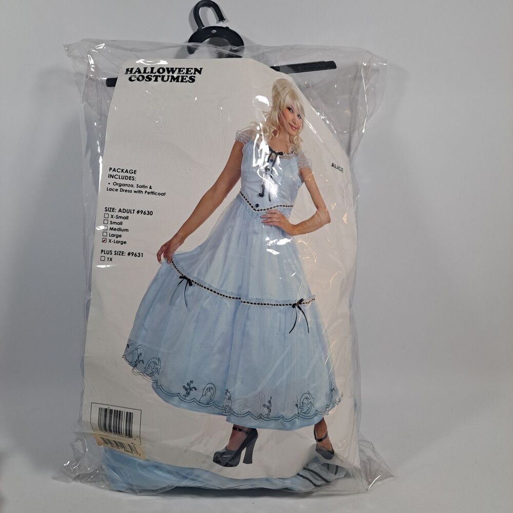 Charades Alice in Wonderland Women's Costume XL  Light Blue Dress + Headband